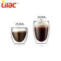 Tazas de doble pared de vidrio transparente de café / té lila 250ml / 350ml